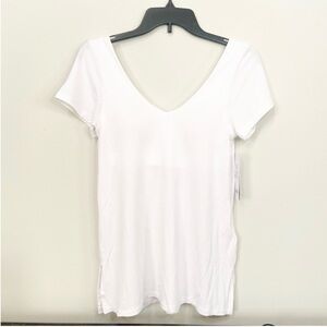 ATHLETA Essence Support Top White Short sleeve Small NEW with Tags